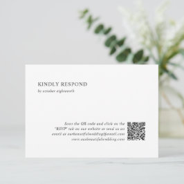 Schone zwart-wit QR Code Moderne bruiloft RSVP Kaartje