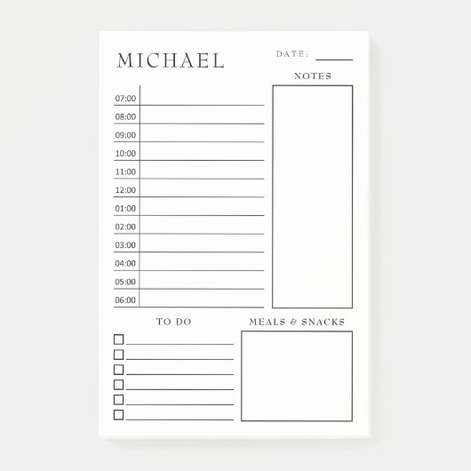 Schone zwarte & witte dagplanner post-it® notes (Voorkant)