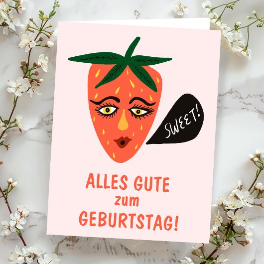schönen Geburtstag Alles Gute lustig süße Erdbeere Kaart