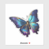 Schöner lila blauer Schmetterling mit Gold Akzente Sticker (Vel)