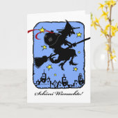 Schoni Wienachte, Betana de Kerstheks Kaart (Gele Bloem)