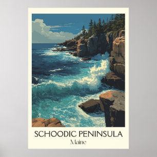 Schoodic Peninsula ME  Kustgolven Kunst Poster