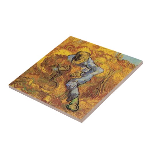Schoof Binder (naar Millet) door Vincent van Gogh Tegeltje (Zijkant)