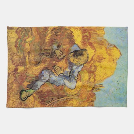 Schoof Binder (naar Millet) door Vincent van Gogh Theedoek (Horizontaal)