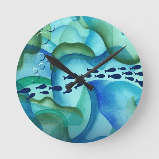 Schooilvissen Waterverf wandklok (Voorkant)