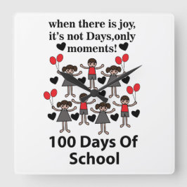 School 100 dagen school vierkante klok