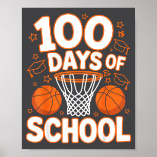 School 100e 100 dagen school basketbal leraar da poster