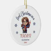 School 1e Kerstmis Leraar Schattigee Gift Naam Keramisch Ornament (Rechts)