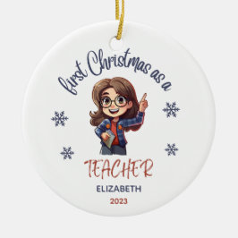 School 1e Kerstmis Leraar Schattigee Gift Naam Keramisch Ornament