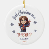 School 1e Kerstmis Leraar Schattigee Gift Naam Keramisch Ornament (Achterkant)