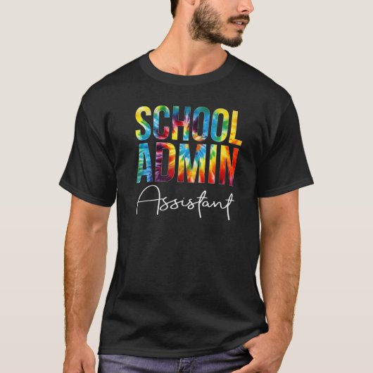 School Admin Assistant Tie Dye Appreciation Back T T-shirt (Voorkant)