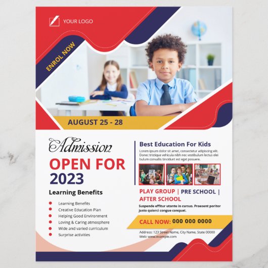 School Admission Flyer-Sjabloon (Voorkant)