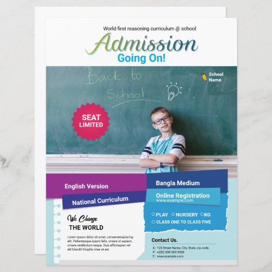 School Admission Flyer-Sjabloon (Voorkant / Achterkant)