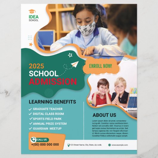 School Admission Flyer-Sjabloon (Voorkant)