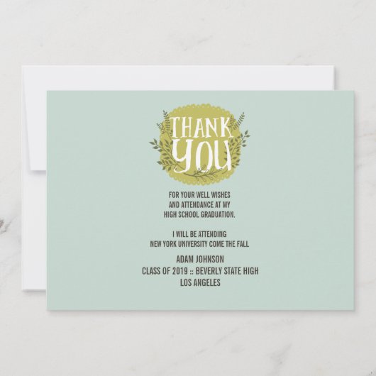 School Afstuderen BEDANKT Fotokaart Aankondiging (Achterkant)