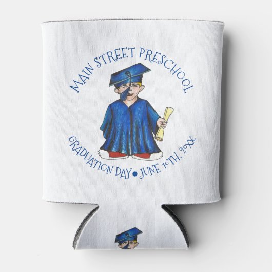 School Afstuderen Blue Pet Gown Diploma Afstuderen Blikjeskoeler (Voorkant)