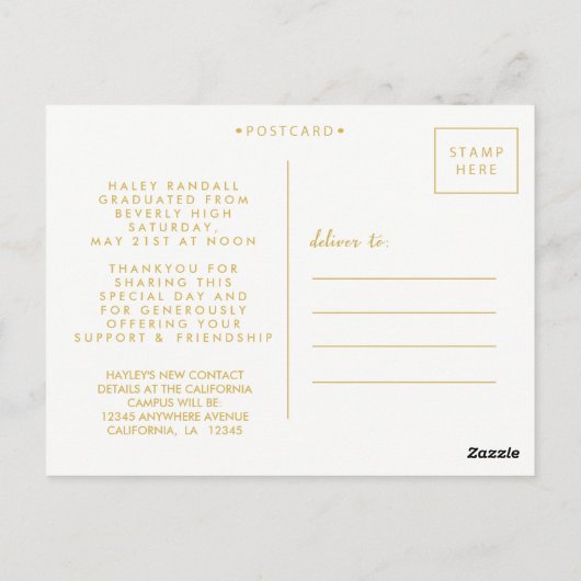 School Afstuderen Dank u Foto Lijst Briefkaart (Achterkant)