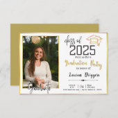 School Afstuderen Foto 2024 Zwart Goud Kaart (Voorkant / Achterkant)