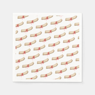 School Afstuderen Parchment Diploma Red Ribbon Servet