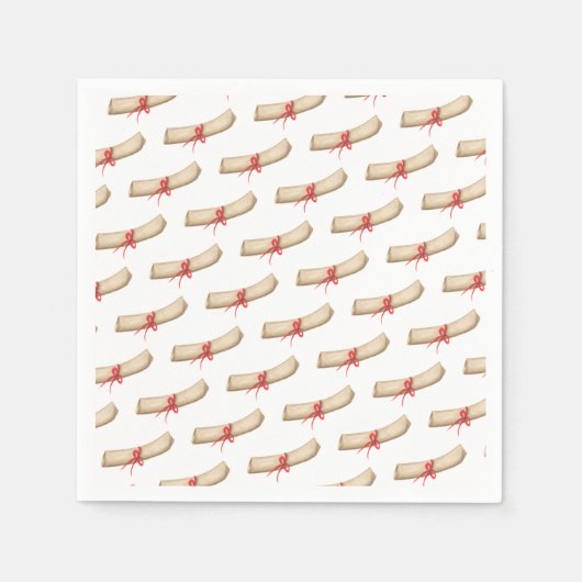 School Afstuderen Parchment Diploma Red Ribbon Servet (Voorkant)