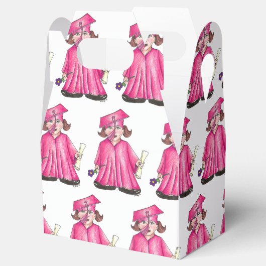 School Afstuderen Roze Pet Gown Diploma Afstuderen Bedankdoosjes (Geopend)
