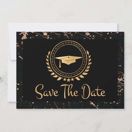 School Afstuderen Save the Date Gold Afstudeerder  (Voorkant)