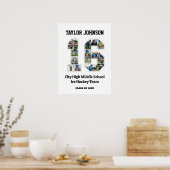 School Afstuderen Speler Nummer 16 Fotocollage Poster (Keuken)