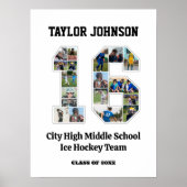 School Afstuderen Speler Nummer 16 Fotocollage Poster (Voorkant)