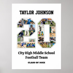School Afstuderen Speler Nummer 20 Fotocollage Poster