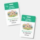 School aquarel leraar of student pas badge (Voor- en achterkant)