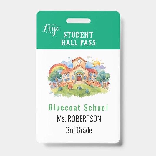School aquarel leraar of student pas badge (Voorzijde)