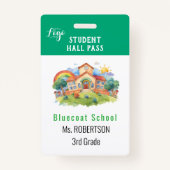 School aquarel leraar of student pas badge (Voorkant)