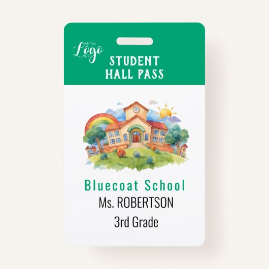 School aquarel leraar of student pas badge (Achterkant)