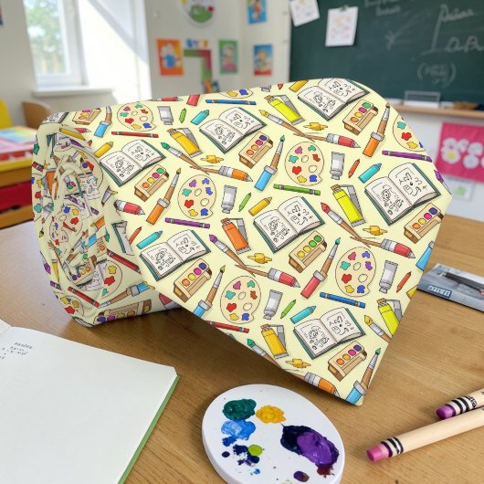 School Art Teacher Pattern Necktie Tie Stropdas