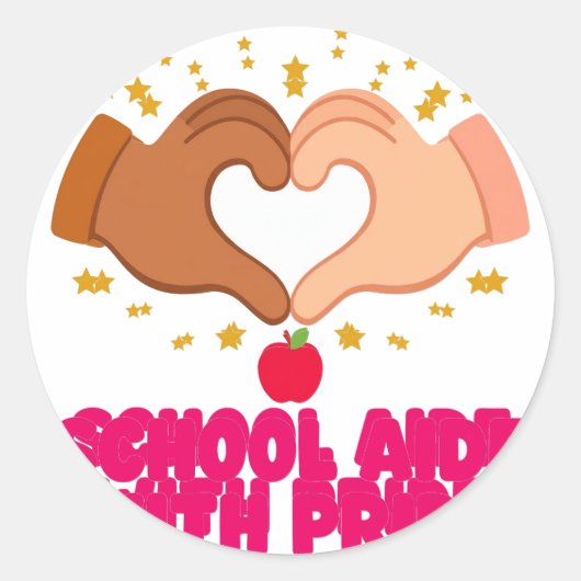 School Assistent Met Trots Hart Leuk Rond Sticker (Voorkant)