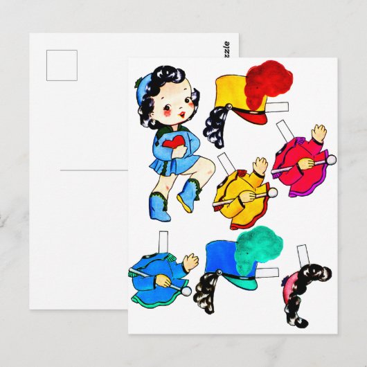  School Band Meisje Papier Doll Uitgesneden Briefkaart (Voorkant / Achterkant)