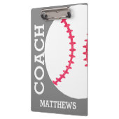 School Baseball Coach Personalized Gray Trendy Klembord (Links)
