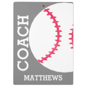 School Baseball Coach Personalized Gray Trendy Klembord (Achterkant)