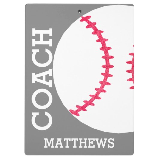 School Baseball Coach Personalized Gray Trendy Klembord (Achterkant)