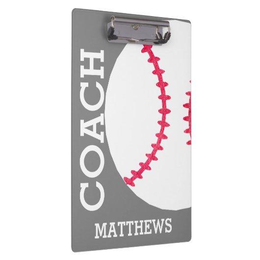 School Baseball Coach Personalized Gray Trendy Klembord (Rechts)