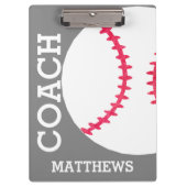 School Baseball Coach Personalized Gray Trendy Klembord (Voorkant)