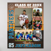 School Basketball Team Custom Name Photo Collage Poster (Voorkant)
