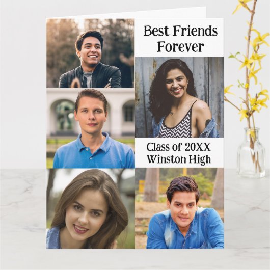 School beste vrienden foto collage Kaart (Gele Bloem)