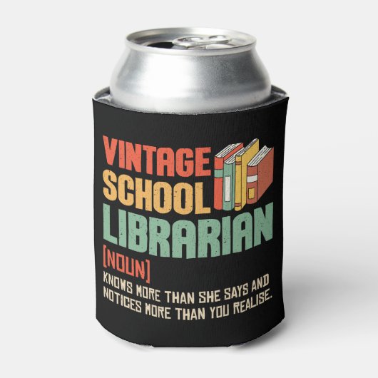 School Bibliothecaris Uitspraak Grappig Blikjeskoeler (Blikje Voorkant)