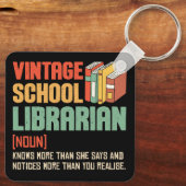 School Bibliothecaris Uitspraak Grappig Sleutelhanger (Achterkant)