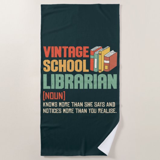 School Bibliothecaris Uitspraak Grappig Strandlaken (Voorkant)