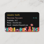 School Bibliothecaris Zwart Visitekaartjes met Boe (Voorkant)