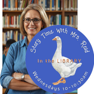 School Bibliotheek Tijd Sticker Witte Gans Leraar
