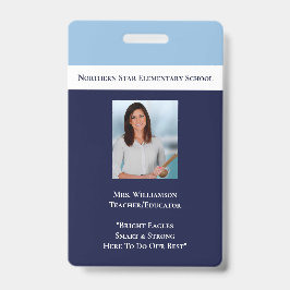 School Blauw Personeel Personeelsfoto Id Docent Badge