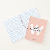 School Blush Roze Script Typografie Monogram Notitieboek (Binnen)